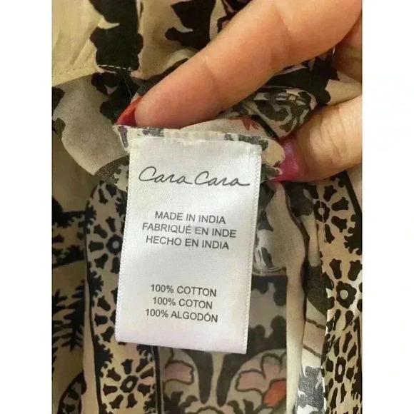 NWT Cara Cara Charleston Square Neck Blouse in Turtledove Botanical Size Large - Picture 12 of 14